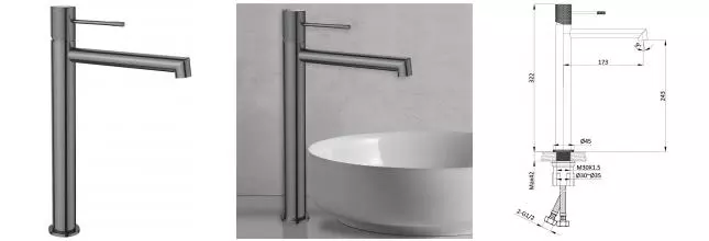 Смеситель для раковины «Vincea» Desire VBF-1D2GM вороненая сталь