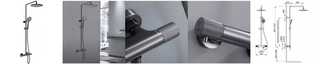 Душевая система «Vincea» Desire VSFS-1D0TGM с термостатом вороненая сталь Душевая система «Vincea» Desire VSFS-1D0TGM с термостатом вороненая сталь