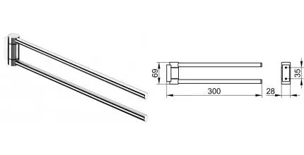 Полотенцедержатель двойной поворотный «Keuco» Plan 14919010000 на стену хром