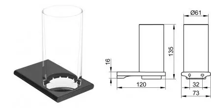 Стакан для зубных щёток и дозатор для жидкого мыла «Keuco» Edition 400 11550139000 на стену шлифованный чёрный хром