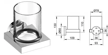 Стакан для зубных щёток и дозатор для жидкого мыла «Keuco» Edition 90 19050019000 на стену хром