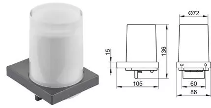 Дозатор для мыла «Keuco» Edition 11 11152139000 на стену шлифованный чёрный хром/белый
