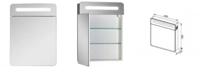 Зеркальный шкаф «Aquanet» Лукка 70 с подсветкой белый универсальный