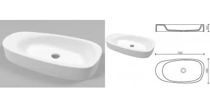 Раковина «Whitecross» Moonstone F 70/35 искусственный камень белая Раковина «Whitecross» Moonstone F 70/35 искусственный камень белая