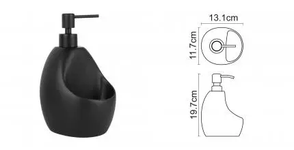 Дозатор для мыла «WasserKRAFT» K-8099BLACK на стол с ёмкостью для губки чёрный