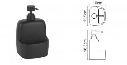 Дозатор для мыла «WasserKRAFT» K-8499BLACK на стол с ёмкостью для губки чёрный