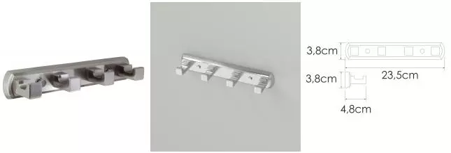 Планка с крючками «WasserKRAFT» Rhin K-8774 на стену никель