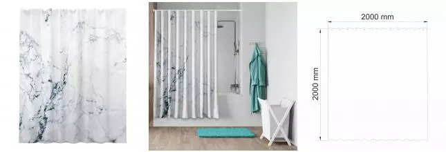 Штора для ванной «WasserKRAFT» Aland SC-85102 200/200 белая Штора для ванной «WasserKRAFT» Aland SC-85102 200/200 белая