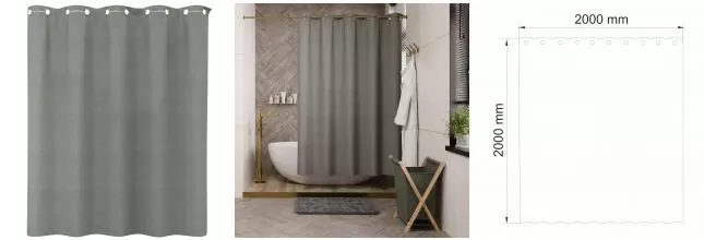Штора для ванной «WasserKRAFT» Isen SC-40202 200/200 серая Штора для ванной «WasserKRAFT» Isen SC-40202 200/200 серая
