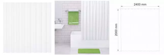 Штора для ванной «WasserKRAFT» Vils SC-10203 240/200 белая Штора для ванной «WasserKRAFT» Vils SC-10203 240/200 белая