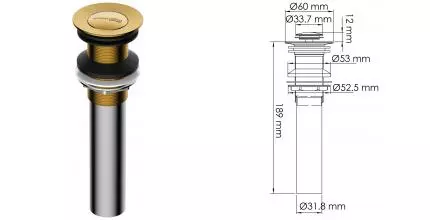 Донный клапан для раковины «WasserKRAFT» A252 с механизмом Клик-Клак матовое золото