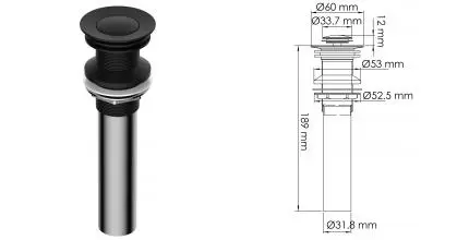 Донный клапан для раковины «WasserKRAFT» A250 с механизмом Клик-Клак чёрный матовый