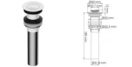 Донный клапан для раковины «WasserKRAFT» A251 с механизмом Клик-Клак белый матовый