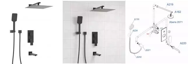 Душевая система «WasserKRAFT» A172071 чёрная матовая Душевая система «WasserKRAFT» A172071 чёрная матовая
