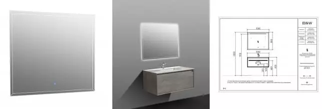 Зеркало «Black & White» U909.1000MR 100/80 с сенсорным выключателем с подсветкой