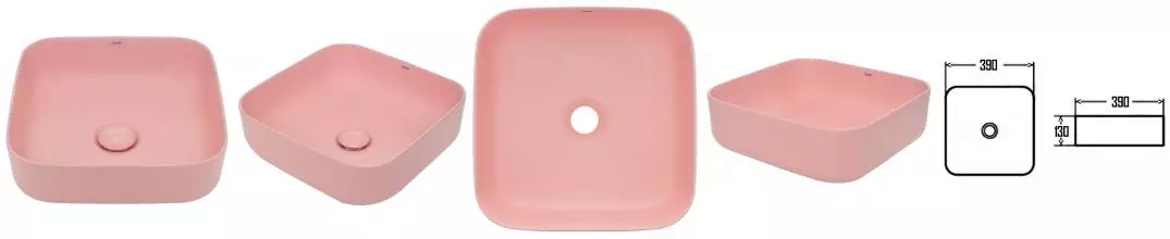 Раковина «AQUAme» AQM5011MP 39/39 фарфоровая розовая матовая