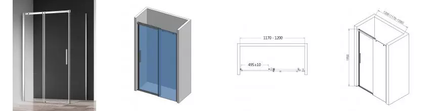 Душевая дверь «AQUAme» AQM4803-12 120/195 прозрачная/хром универсальная