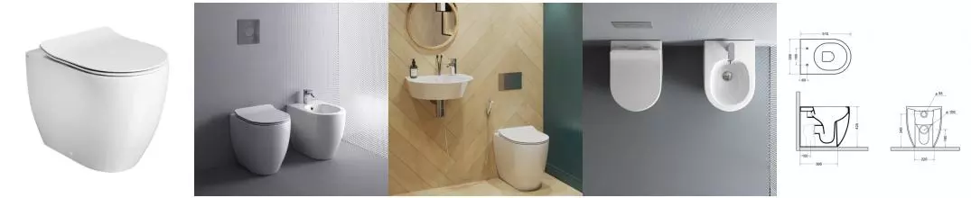 Приставной унитаз безободковый «Axa» Glomp WCFS201401 белый с сиденьем дюропласт с микролифтом белое Приставной унитаз безободковый «Axa» Glomp WCFS201401 белый с сиденьем дюропласт с микролифтом белое
