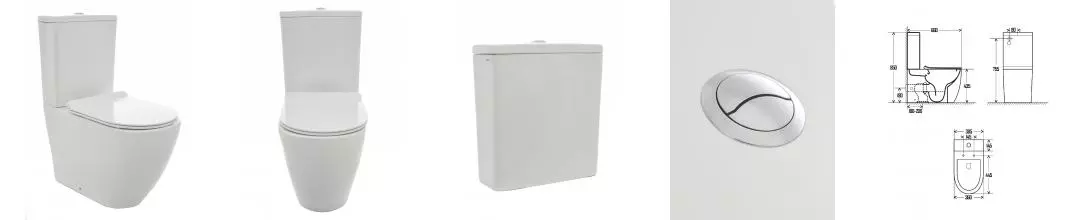 Унитаз компакт безободковый «AQUAme» AQM1002-1101 белый с сиденьем ультратонкое дюропласт с микролифтом белое