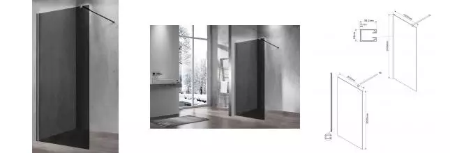 Душевая перегородка «Vincea» Walk-In VSW-1H100CGGM 100/200 тонированная/вороненая сталь Душевая перегородка «Vincea» Walk-In VSW-1H100CGGM 100/200 тонированная/вороненая сталь