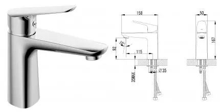 Смеситель для раковины «Azario» Campo AZKX168275C хром