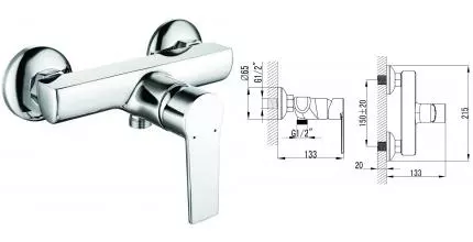 Смеситель для душа «Azario» Faro AZPS33459C хром