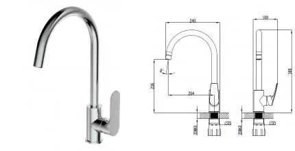 Смеситель для кухонной мойки «Azario» Tavira AZWKE56411CX63 хром