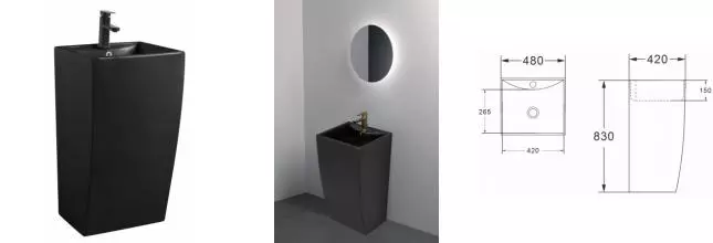 Раковина «Azario» Comella 48/42 фарфоровая черная матовая Раковина «Azario» Comella 48/42 фарфоровая черная матовая