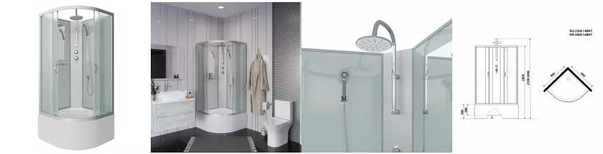 Душевая кабина «Niagara» NG-2308-14BKT 90/90 высокий поддон матовая/белая без крыши Душевая кабина «Niagara» NG-2308-14BKT 90/90 высокий поддон матовая/белая без крыши