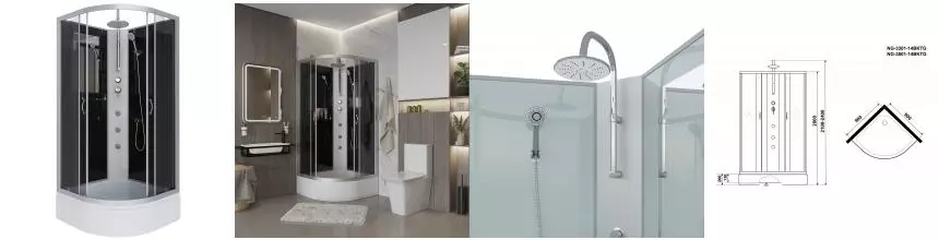 Душевая кабина «Niagara» NG-3501-14BKTG 90/90 средний поддон тонированная/чёрная без крыши с гидромассажем Душевая кабина «Niagara» NG-3501-14BKTG 90/90 средний поддон тонированная/чёрная без крыши с гидромассажем