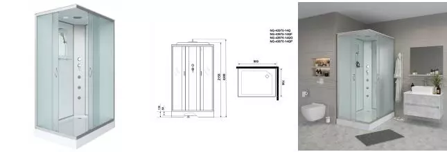 Душевая кабина «Niagara» NG-43975-14QG 90/70 низкий поддон матовая/белая с гидромассажем