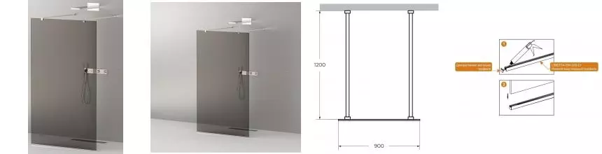 Душевая перегородка «Cezares» LIBERTA-L-2-90-120-GR-Cr 90/195 графит/хром