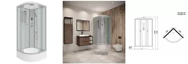 Душевая кабина «Niagara» NG-3302-14P 100/100 средний поддон матовая/белая с электрикой