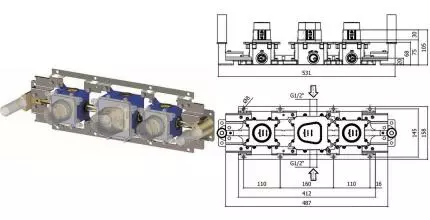 Внутренняя часть смесителя «Paffoni» Modular Box MDBOX001 синий Внутренняя часть смесителя «Paffoni» Modular Box MDBOX001 синий
