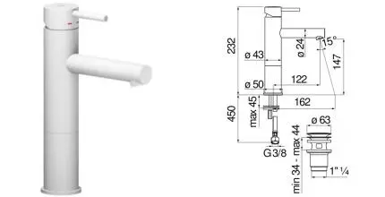 Смеситель для раковины «Nobili» Live LV00458/2WM с донным клапаном белый матовый