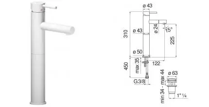 Смеситель для раковины «Nobili» Live LV00428/2WM с донным клапаном белый матовый