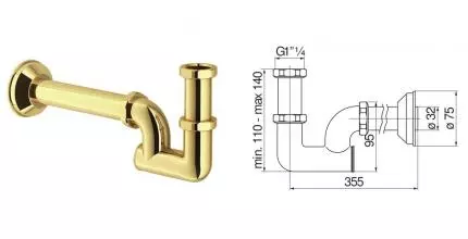 Сифон для раковины «Nobili» AV00107/1GDP золото