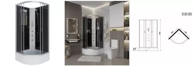 Душевая кабина «Niagara» NG-3502-14BKG 100/100 средний поддон тонированная/чёрная без крыши с гидромассажем Душевая кабина «Niagara» NG-3502-14BKG 100/100 средний поддон тонированная/чёрная без крыши с гидромассажем