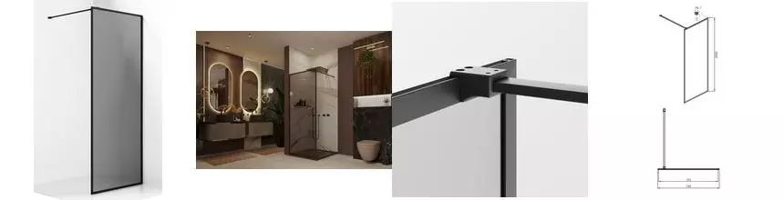 Душевая перегородка «Ambassador» Walk-in Black 15032220 80/200 тонированная без поддона Душевая перегородка «Ambassador» Walk-in Black 15032220 80/200 тонированная без поддона