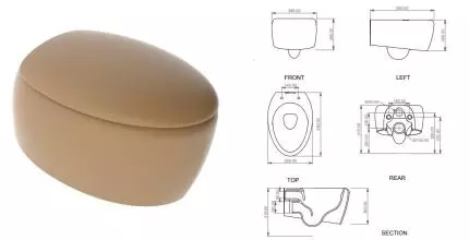 Подвесной унитаз безободковый «GSG» Touch TOWCSOSC017/TOCOPRTICR017/ACS40 каштановый матовый с сиденьем дюропласт с микролифтом