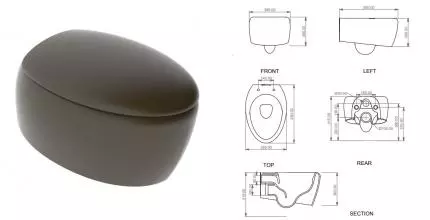 Подвесной унитаз безободковый «GSG» Touch TOWCSOSC018/TOCOPRTICR018/ACS40 кофейный матовый с сиденьем дюропласт с микролифтом