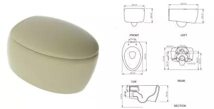 Подвесной унитаз безободковый «GSG» Touch TOWCSOSC016/TOCOPRTICR016/ACS40 медовый матовый с сиденьем дюропласт с микролифтом