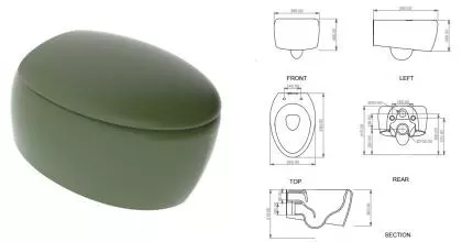 Подвесной унитаз безободковый «GSG» Touch TOWCSOSC026/TOCOPRTICR026/ACS40 оливковый с сиденьем дюропласт с микролифтом Подвесной унитаз безободковый «GSG» Touch TOWCSOSC026/TOCOPRTICR026/ACS40 оливковый с сиденьем дюропласт с микролифтом