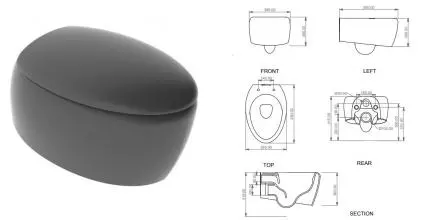Подвесной унитаз безободковый «GSG» Touch TOWCSOSC021/TOCOPRTICR021/ACS40 пепел с сиденьем дюропласт с микролифтом