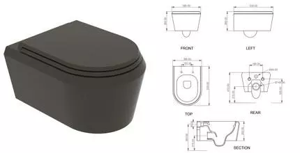 Подвесной унитаз безободковый «GSG» Cruise CRWCSO018/CRCOPRSLTICR018 кофейный/матовый с сиденьем термопласт с микролифтом