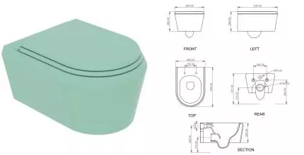 Подвесной унитаз безободковый «GSG» Cruise CRWCSO024/CRCOPRSLTICR024 морская волна/глянец с сиденьем термопласт с микролифтом Подвесной унитаз безободковый «GSG» Cruise CRWCSO024/CRCOPRSLTICR024 морская волна/глянец с сиденьем термопласт с микролифтом