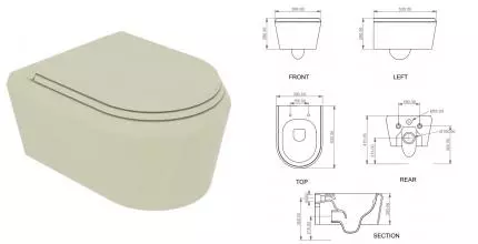 Подвесной унитаз безободковый «GSG» Cruise CRWCSO013/CRCOPRSLTICR013 пергамон/глянец с сиденьем термопласт с микролифтом