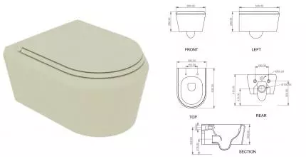 Подвесной унитаз безободковый «GSG» Cruise CRWCSO015/CRCOPRSLTICR015 пергамон/матовый с сиденьем термопласт с микролифтом