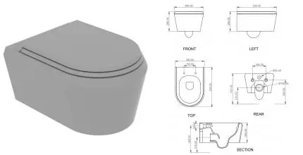 Подвесной унитаз безободковый «GSG» Cruise CRWCSO019/CRCOPRSLTICR019 серый дымчатый/матовый с сиденьем термопласт с микролифтом