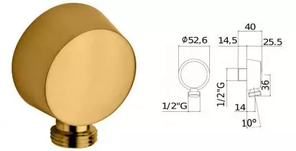 Подключение для душевого шланга «Paffoni» Lusso ZACC130HGSP медовое золото брашированное